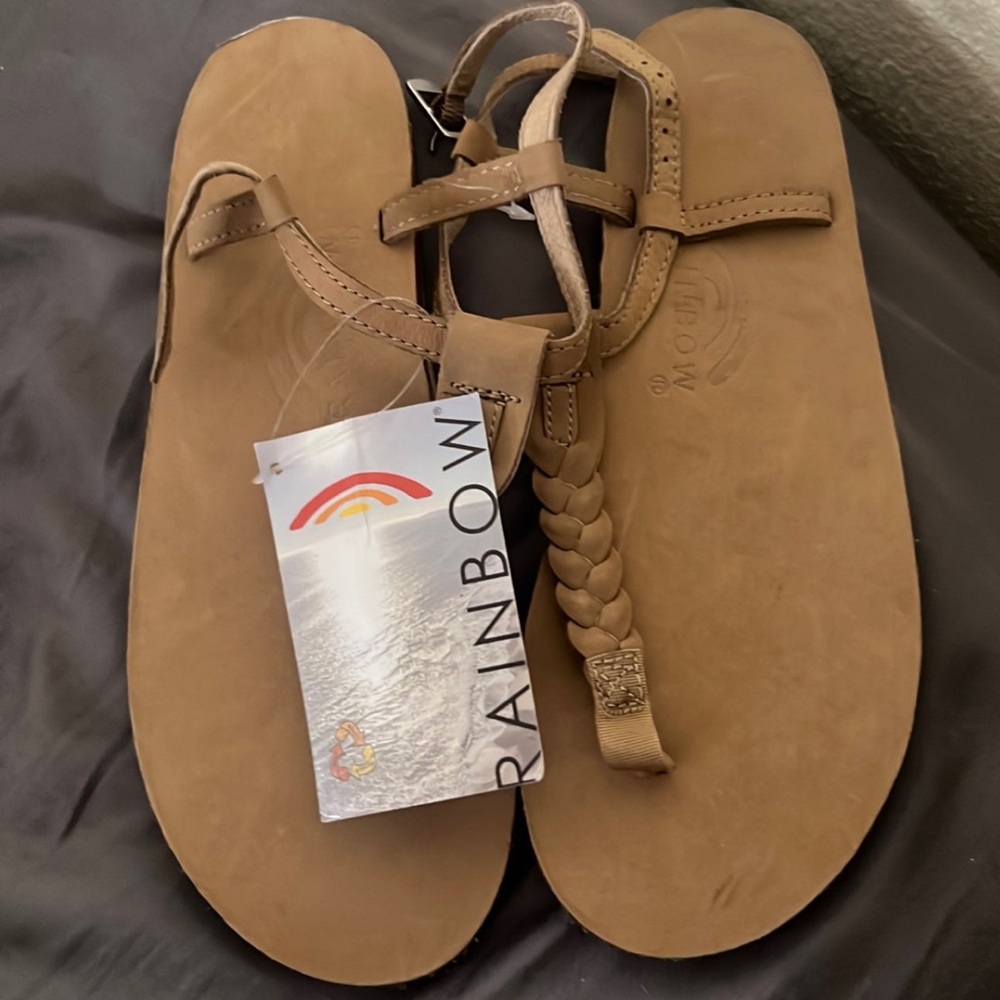 Rainbow Braided Thong Sandals